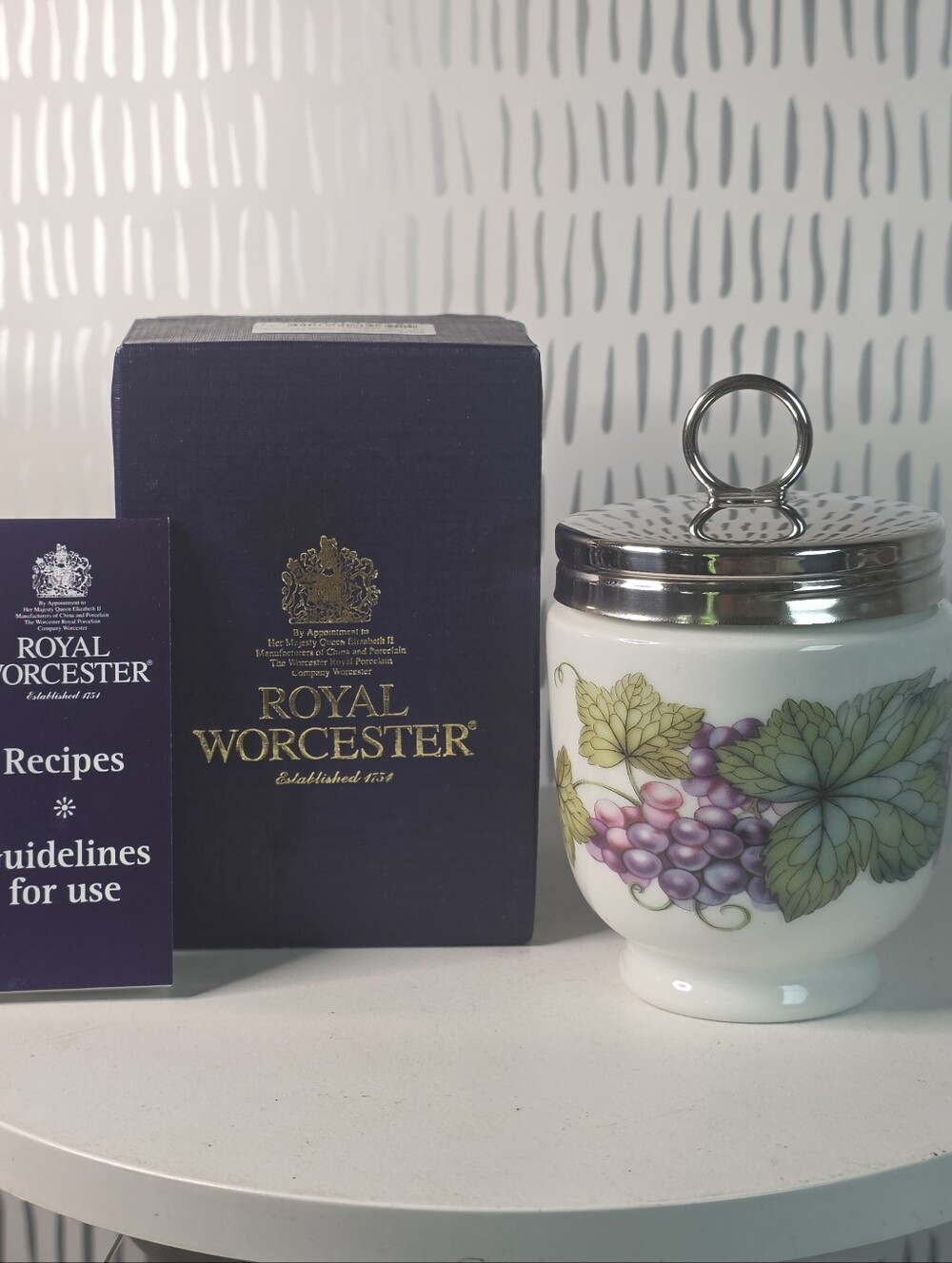 Royal Worcester Egg Coddler King Size Vine Harvest with Original Box & Booklet